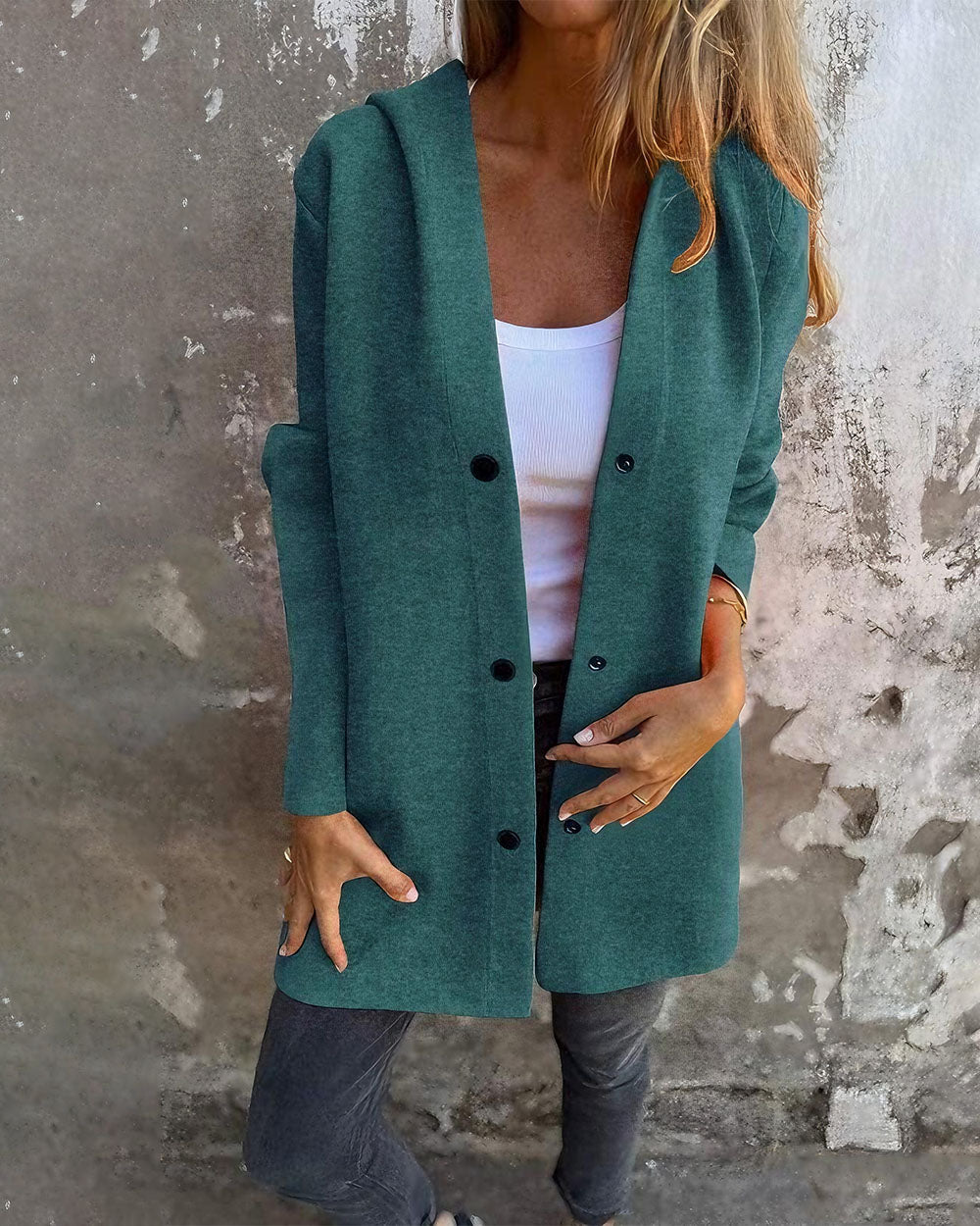 Casual Single Breasted Hooded Jacket